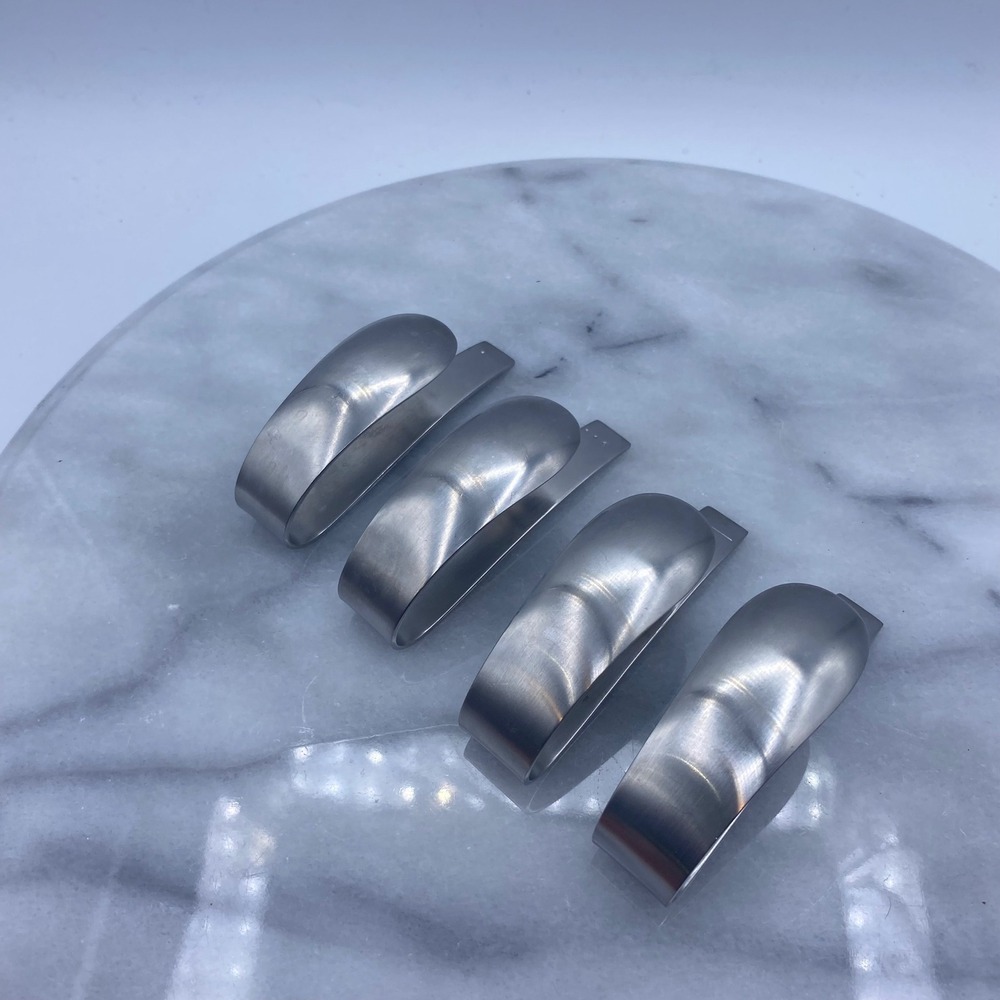 Mono Filio Napkin Rings Clips Silver 18/8 Stainless Steel Germany Set of 4 MCM - Picture 9 of 12